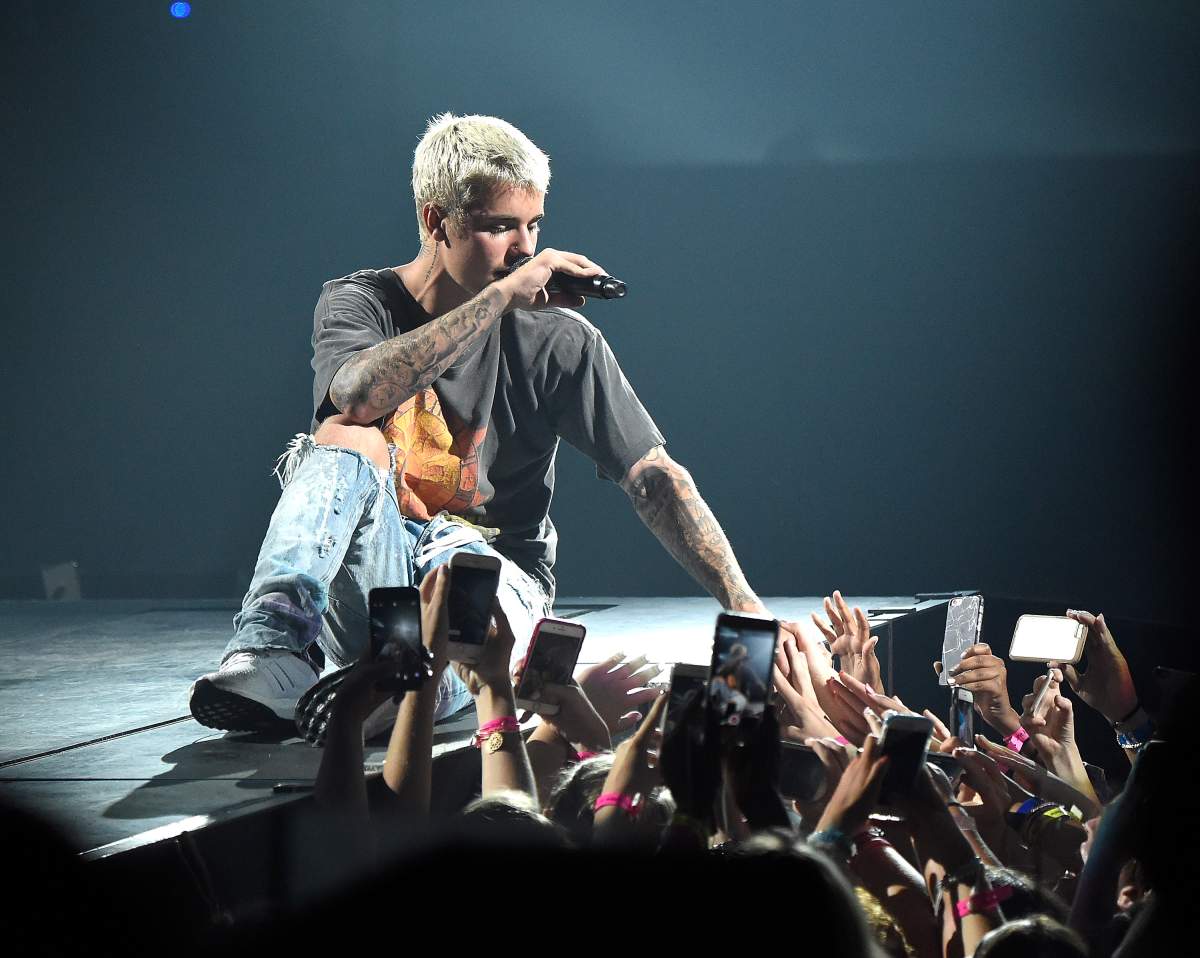 Justin Bieber performs on stage during his ‘Purpose’ tour at Madison Square Garden on July 18, 2016, in New York City.