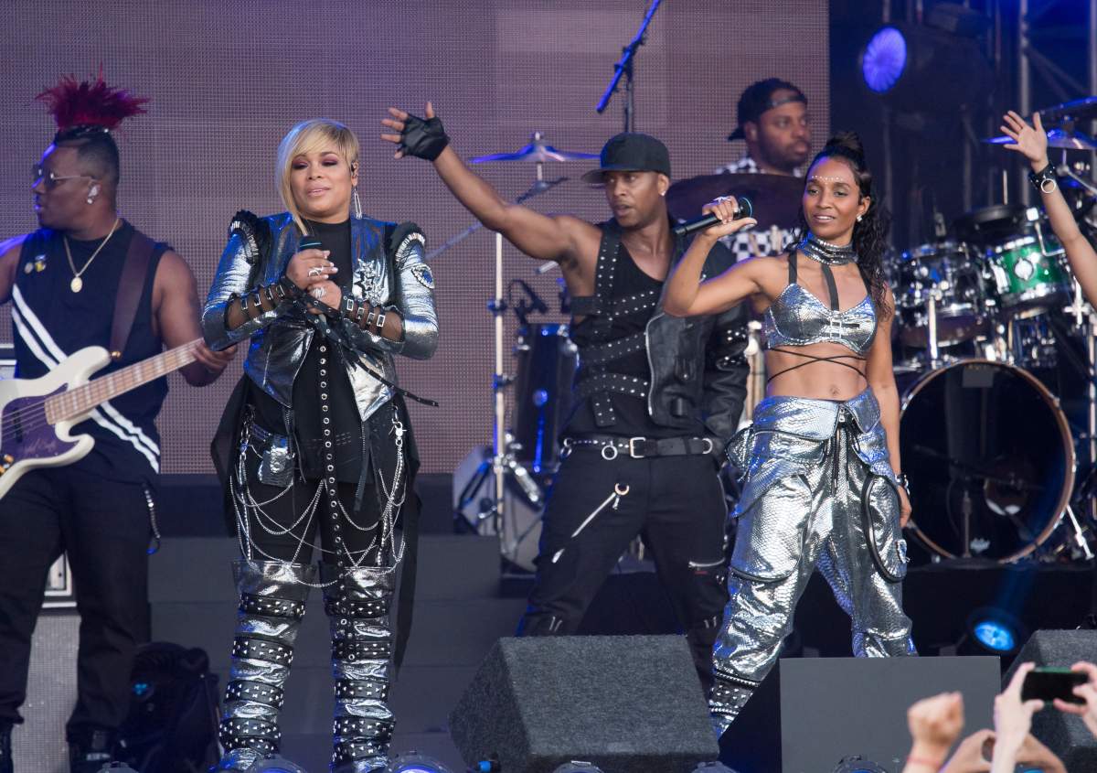 Tionne ‘T-Boz’ Watkins and Rozonda ‘Chilli’ Thomas of the music group TLC are seen at Jimmy Kimmel Live on July 13, 2017, in Los Angeles, Calif.