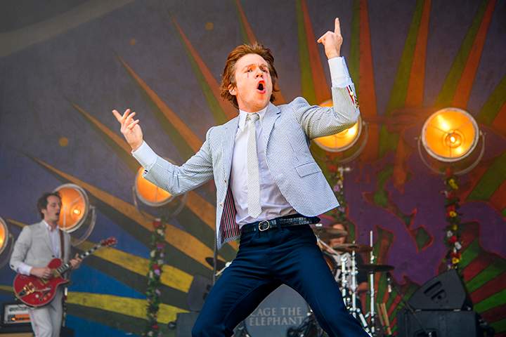 Matt Shultz of Cage the Elephant performs at Fair Grounds Race Course on May 5, 2018 in New Orleans, La. 