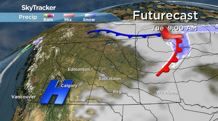 High pressure building in west of the province will keep skies mostly sunny on Tuesday.