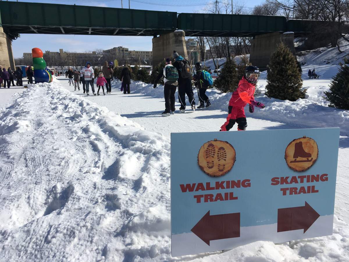 People enjoying the Red River Mutual Trail on March 10, 2019.