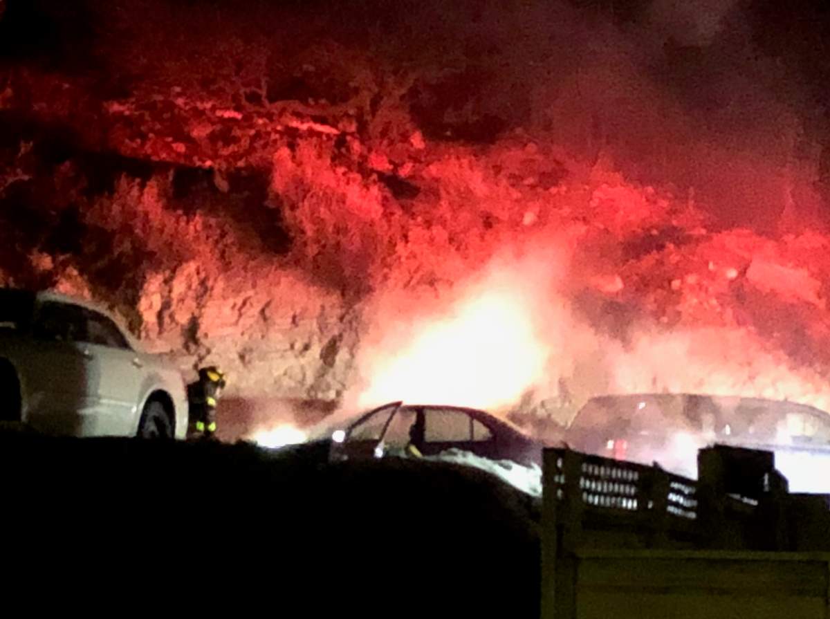 Penticton firefighters responded to a vehicle fire just after 11 p.m. on Sunday night.