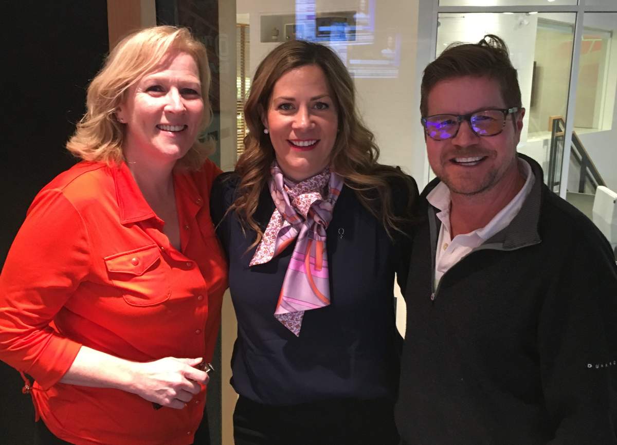 Sue Deyell, Hillberg and Berk CEO Rachel Mielke and Gord Gillies on International Womens Day 2019.