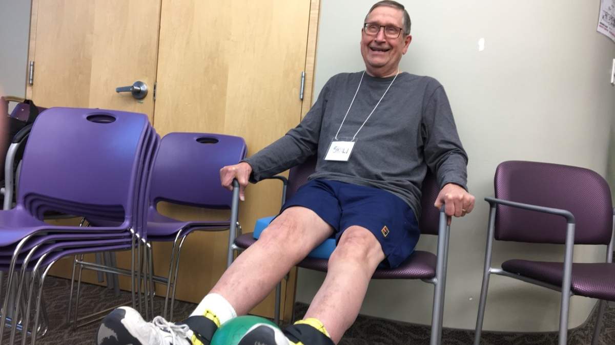 Skuli Sigfusson six months after his knee replacement surgery.