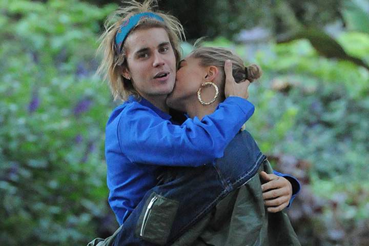 Justin Bieber and Hailey Baldwin seen at St James Park on Sept. 17, 2018, in London, England.