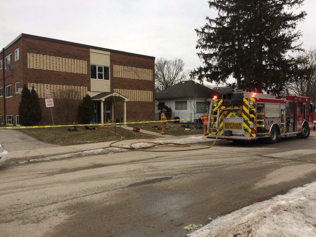 One person was injured after a blaze at a low-rise apartment building in south London Wednesday morning. 