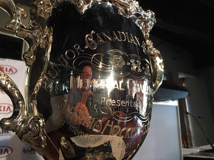 A close-up of the Memorial Cup.