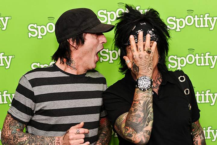 Nikki Sixx and Tommy Lee attend Spotify Quincy Jones Media Event at Andaz on June 26, 2012, in West Hollywood, Calif.