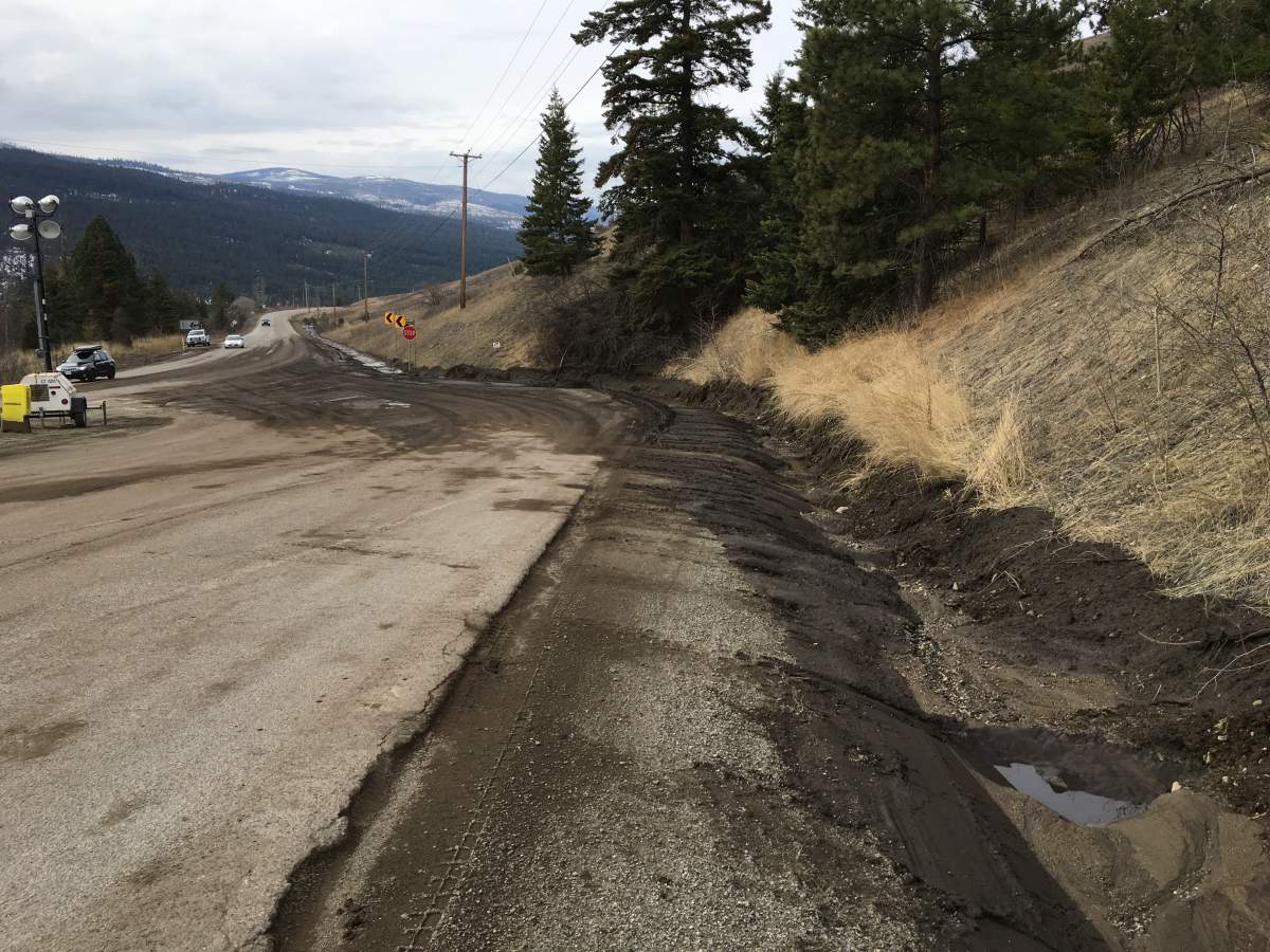 The site of a Saturday evening mudslide on Highway 33 had been mostly cleared up by Sunday morning.