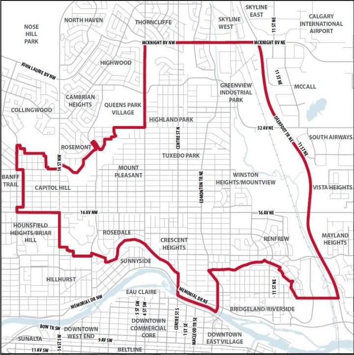 The North Hill Communities Local Growth Planning initiative includes Edmonton Trail N.E., Centre Street N., 4 Street N.W., 16 Avenue N. and the nine surrounding communities: