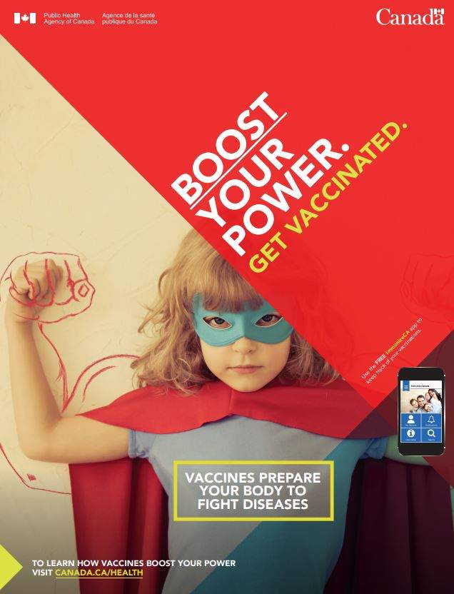 A poster promoting vaccination from the Public Health Agency of Canada.