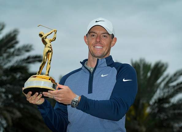 PONTE VEDRA BEACH, FL - MARCH 17: Rory McIlroy, of Northern Ireland, poses with THE PLAYERS Championship Trophy after winning THE PLAYERS Championship on THE PLAYERS Stadium Course at TPC Sawgrass on March 17, 2019, in Ponte Vedra Beach.