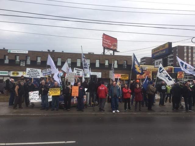 Liberal MP Bob Bratina says "false accusations" have caused a rally at his constituency office.   Steelworkers vow to see him removed at the ballot box this fall. 