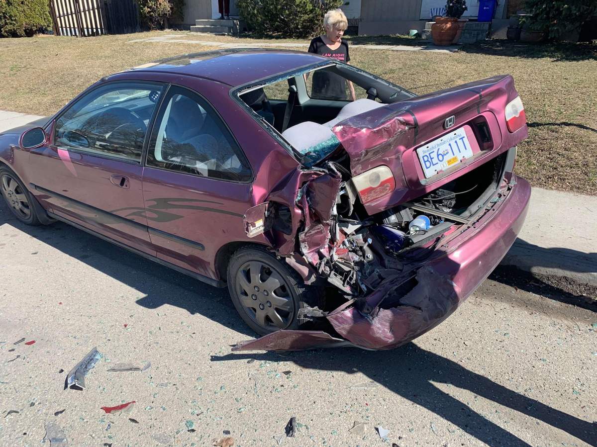 Kevin Topping said this was one of the most heavily damaged vehicles hit during Wednesday’s incident. (Kevin Topping)