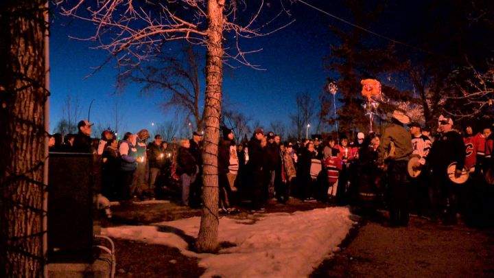 A vigil for Kristian Ayoungman was held at Kinsmen Park in Strathmore, Alta. on Tuesday, March 19, 2019.