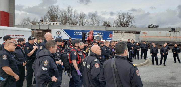 Vancouver police and firefighters train as a part of the new joint "rescue taskforce".