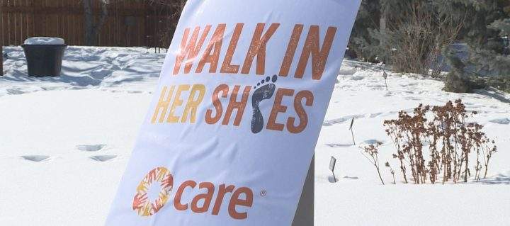 Calgarians took part in the fifth annual CARE Canada Walk In Her Shoes event on Sunday.