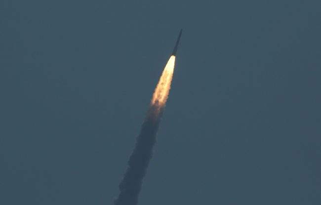 India’s Polar Satellite Launch Vehicle (PSLV) C45, carrying Electromagnetic Spectrum Measurement satellite ‘EMISAT’ and 28 other satellites, lifts off from the Satish Dhawan Space Centre in Sriharikota, India, April 1, 2019.