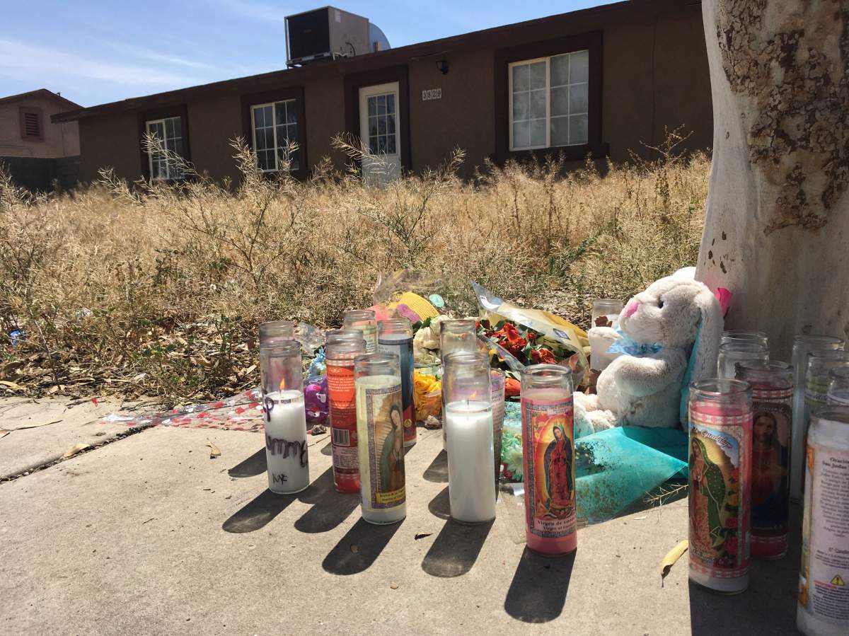 A memorial outside the Phoenix home of 10-year-old Summerbell Brown is seen on Friday, April 5, 2019. Phoenix police said Friday they arrested 20-year-old Joshua Gonzalez in the girl’s shooting death in what was a case of road rage.