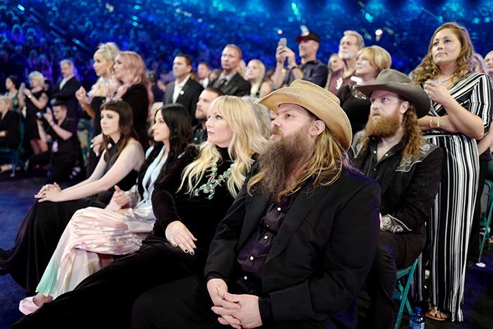 (L-R) Kacey Musgraves, Morgane Stapleton and Chris Stapleton attend the 54th Academy of Country Music Awards at MGM Grand Garden Arena on April 7, 2019 in Las Vegas, Nev.
