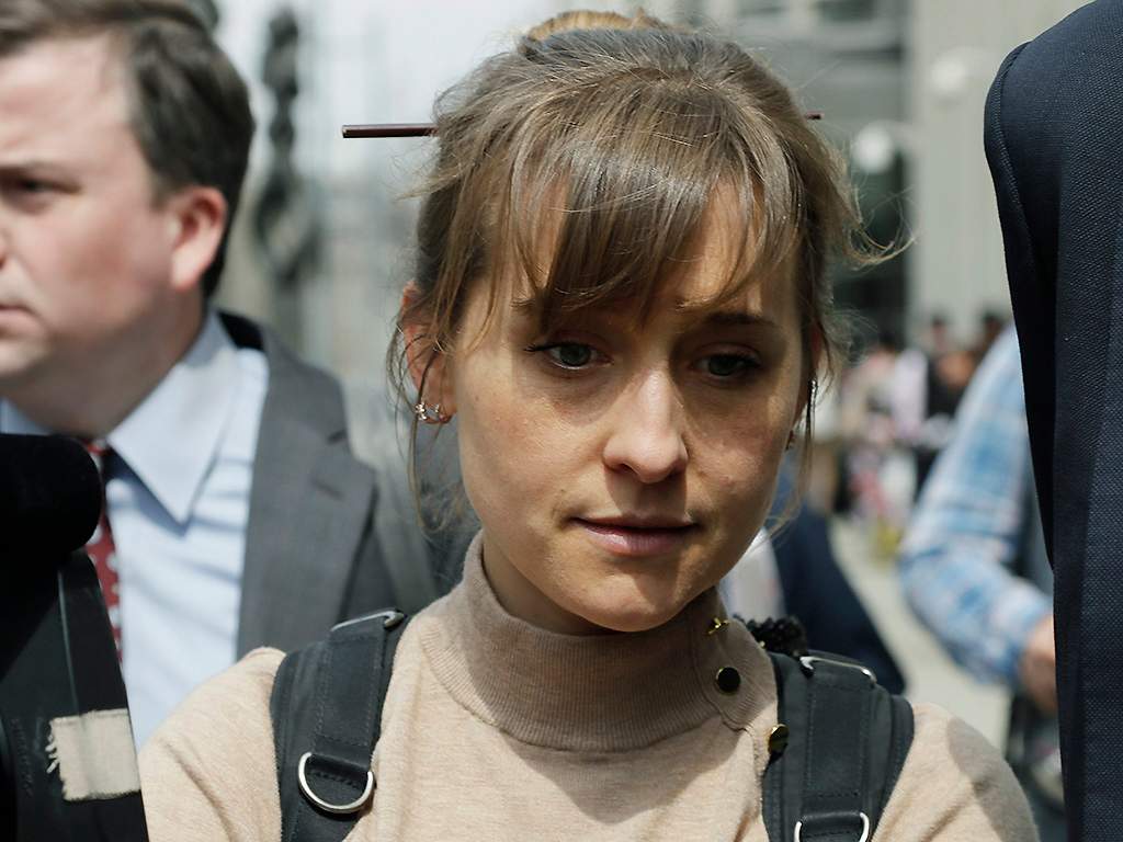 Allison Mack leaves a Brooklyn federal court on April 8, 2019, in New York.