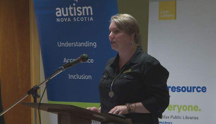 Jenny Tyler with Autism Nova Scotia announced new communication tool kit. 