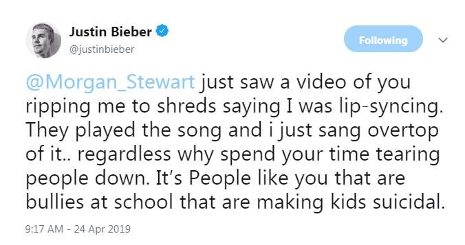 Justin Bieber lashes out at TV host for accusing him of lip-synching - image