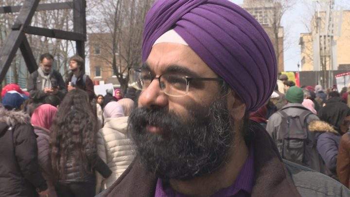 Protester Taran Singh on Sunday, April 7, 2019.