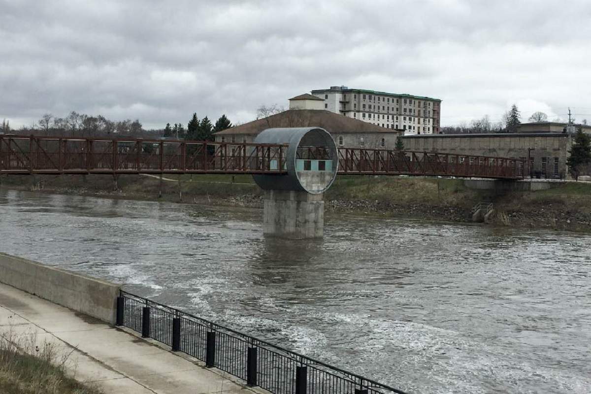 Grand River Pedestrian Bridge in downtown Galt in Cambridge, Ont.
