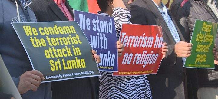 Calgarians gathered at city hall on Tuesday, standing in solidarity to honour the hundreds of victims of the Sri Lankan bombings. A vigil will be held in London on Thursday night.