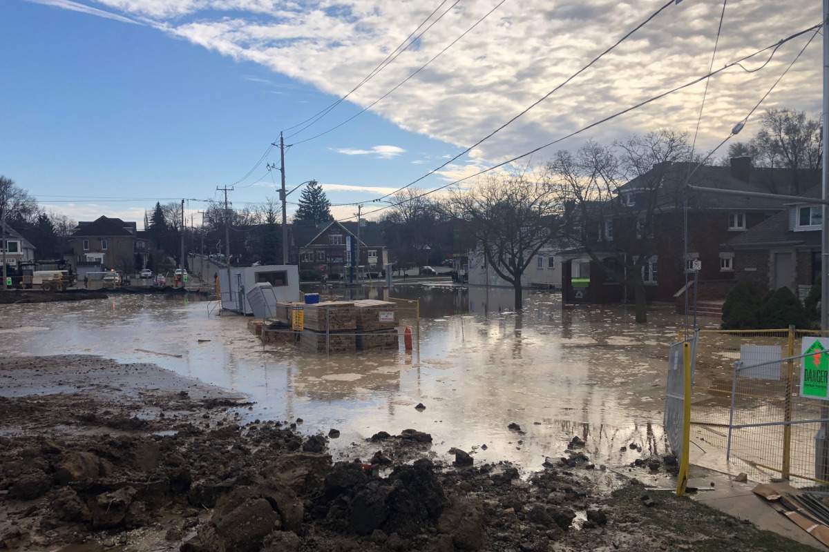 Cameron Street was flooded on Thursday morning.