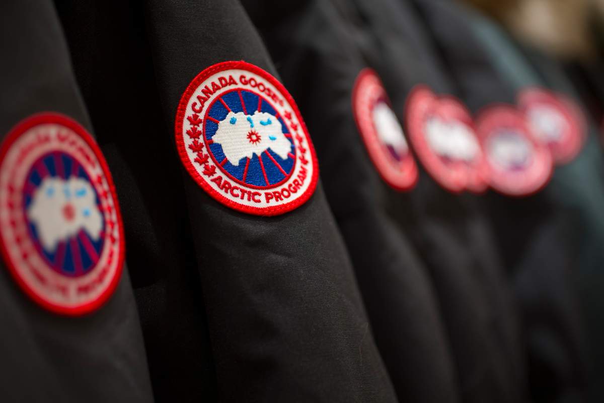 Canada Goose parkas hang on display at a store in Richmond Hill. 