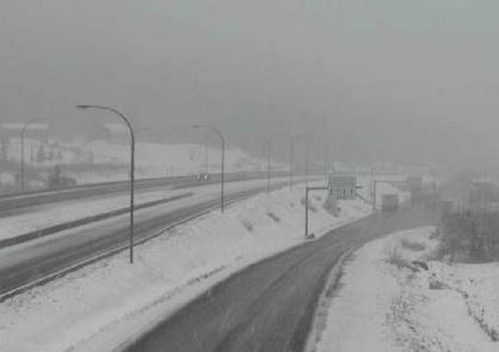 Road conditions at the Zopokios rest area along the Coquihalla Highway on Saturday, April 27, 2019. The rest area has an elevation of 1,210 metres.