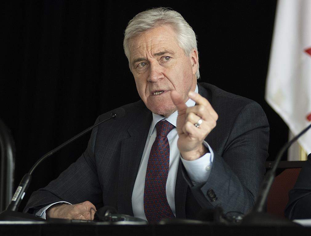 Newfoundland and Labrador Premier Dwight Ball makes a point as he speaks to the wrap up news conference of a meeting of the Council of Atlantic Premiers in Charlottetown on Wednesday, January 23, 2019.