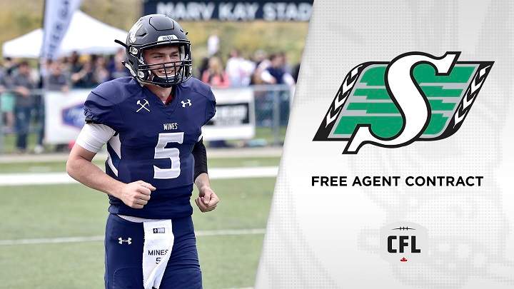 Former Orediggers quarterback Isaac Harker signed a deal with the Saskatchewan Roughriders.