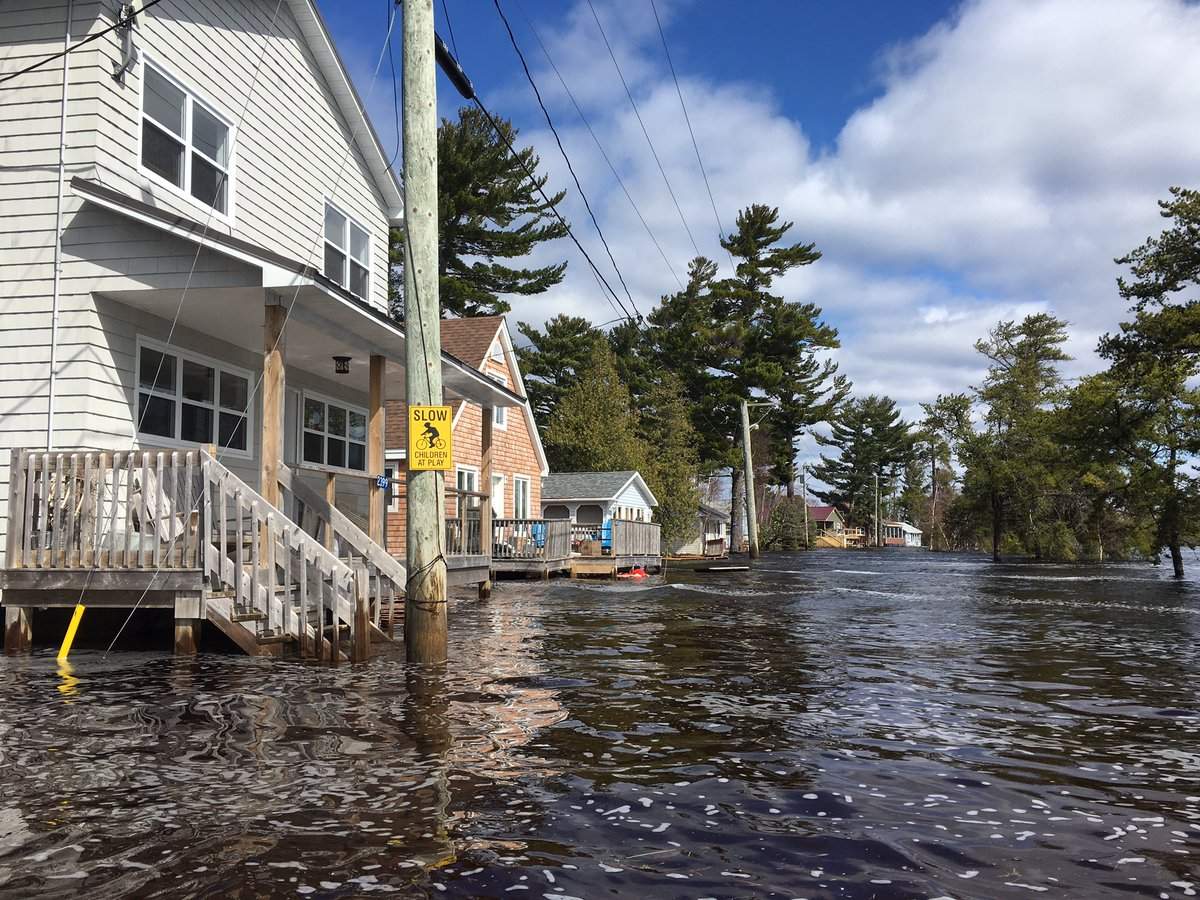 Flooded homes in the Grand Lake area of New Brunswick on April 29, 2019. 