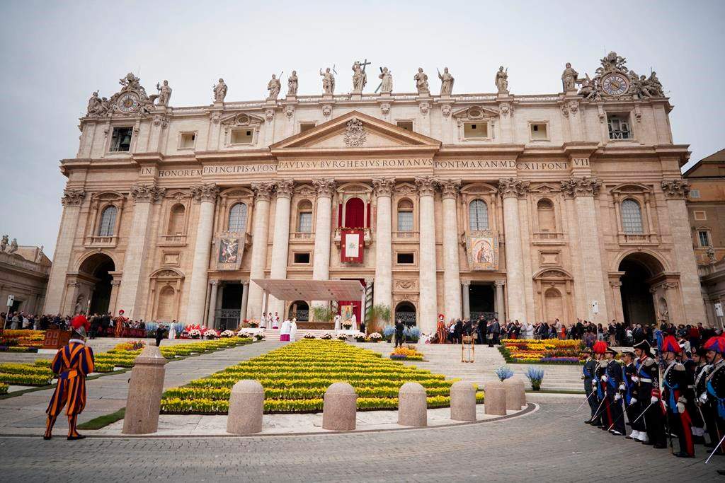 Pope Francis celebrates Easter Mass in St. Peter's Square at the Vatican, Sunday, April 21, 2019.
