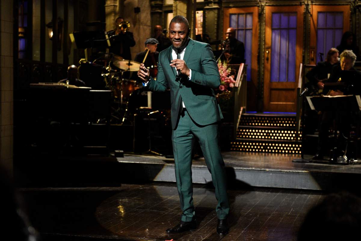 Host Idris Elba during a monologue on 'Saturday Night Live' on March 9, 2019.