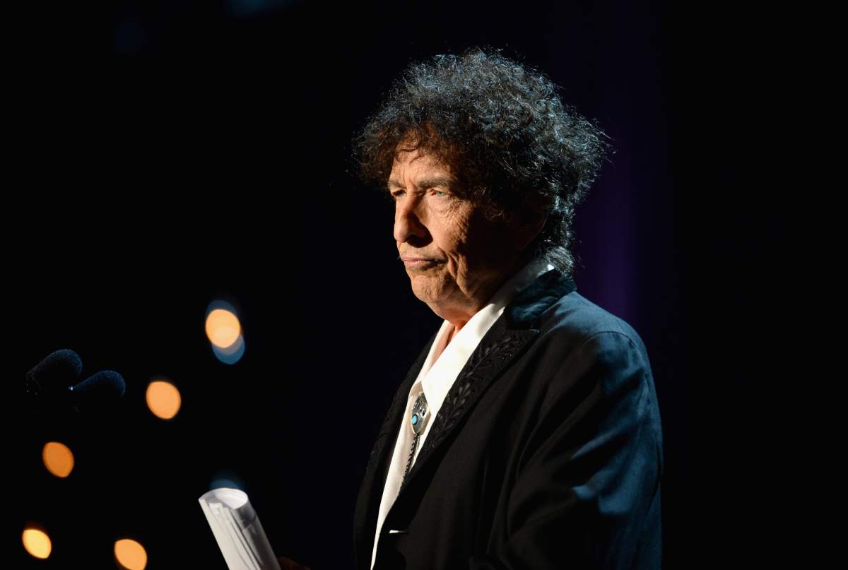Bob Dylan speaks onstage at the 25th anniversary MusiCares 2015 Person Of The Year Gala honouring Bob Dylan at the Los Angeles Convention Center on Feb. 6, 2015 in Los Angeles, Calif.