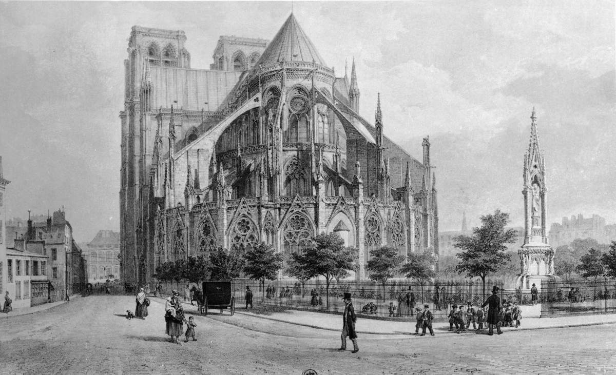 Notre-Dame, before the reconstruction of the spire, 1850.