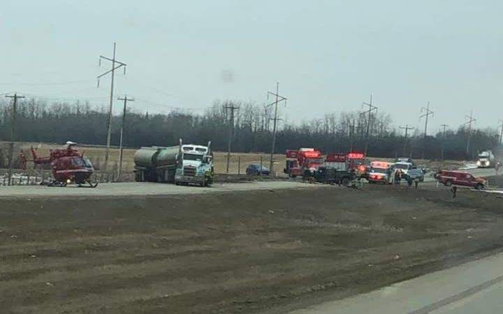 Emergency crews responded to a serious two-vehicle collision on Highway 43, between Grande Prairie and Valleyview, on Friday morning. April 5, 2019. 