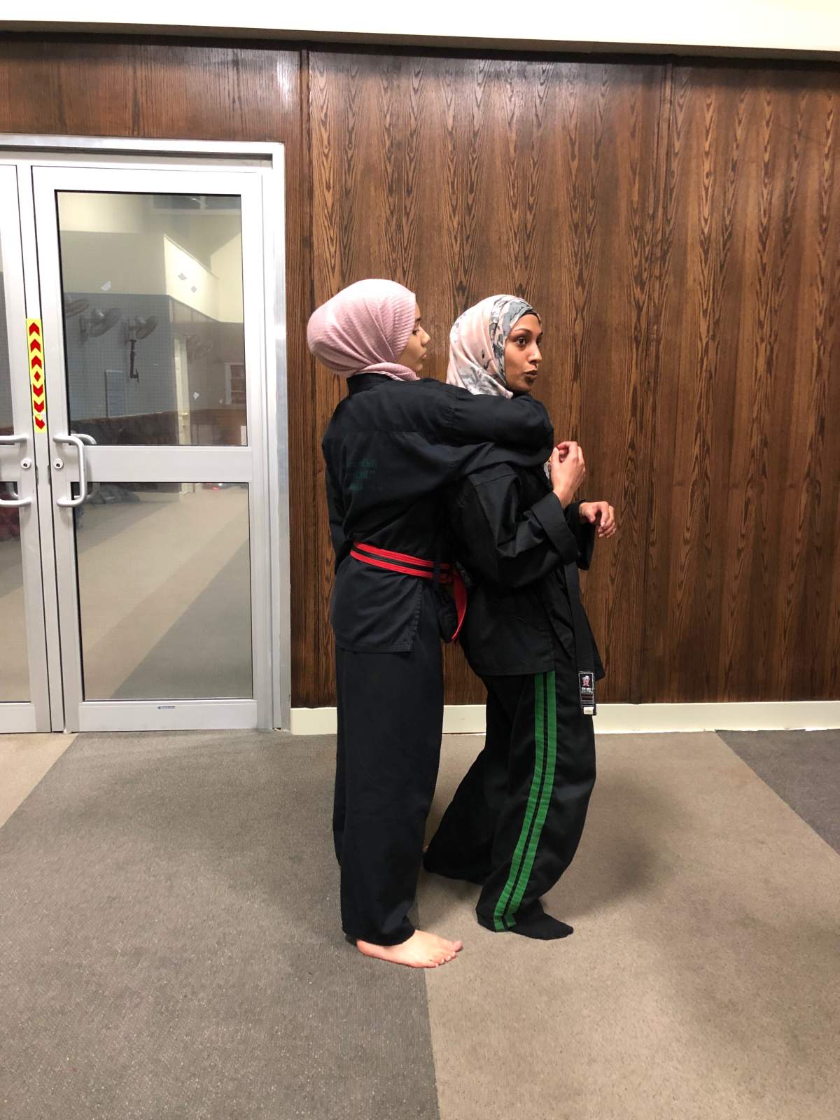 Jaseena DaCosta demonstrates a self-defence move.