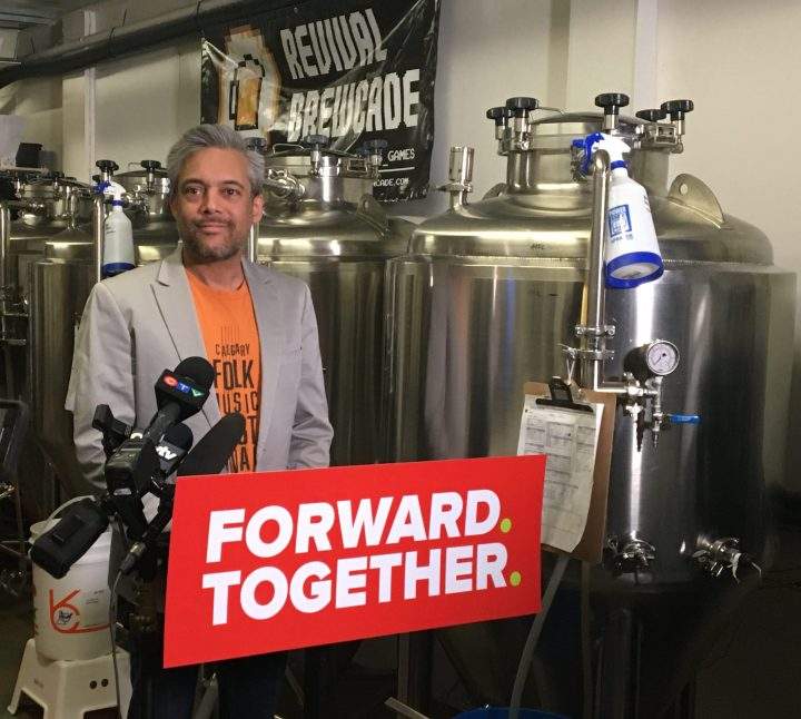 Alberta Liberal Party Leader David Khan announced AGLC reforms at Revival Brewcade in Calgary on Sunday.