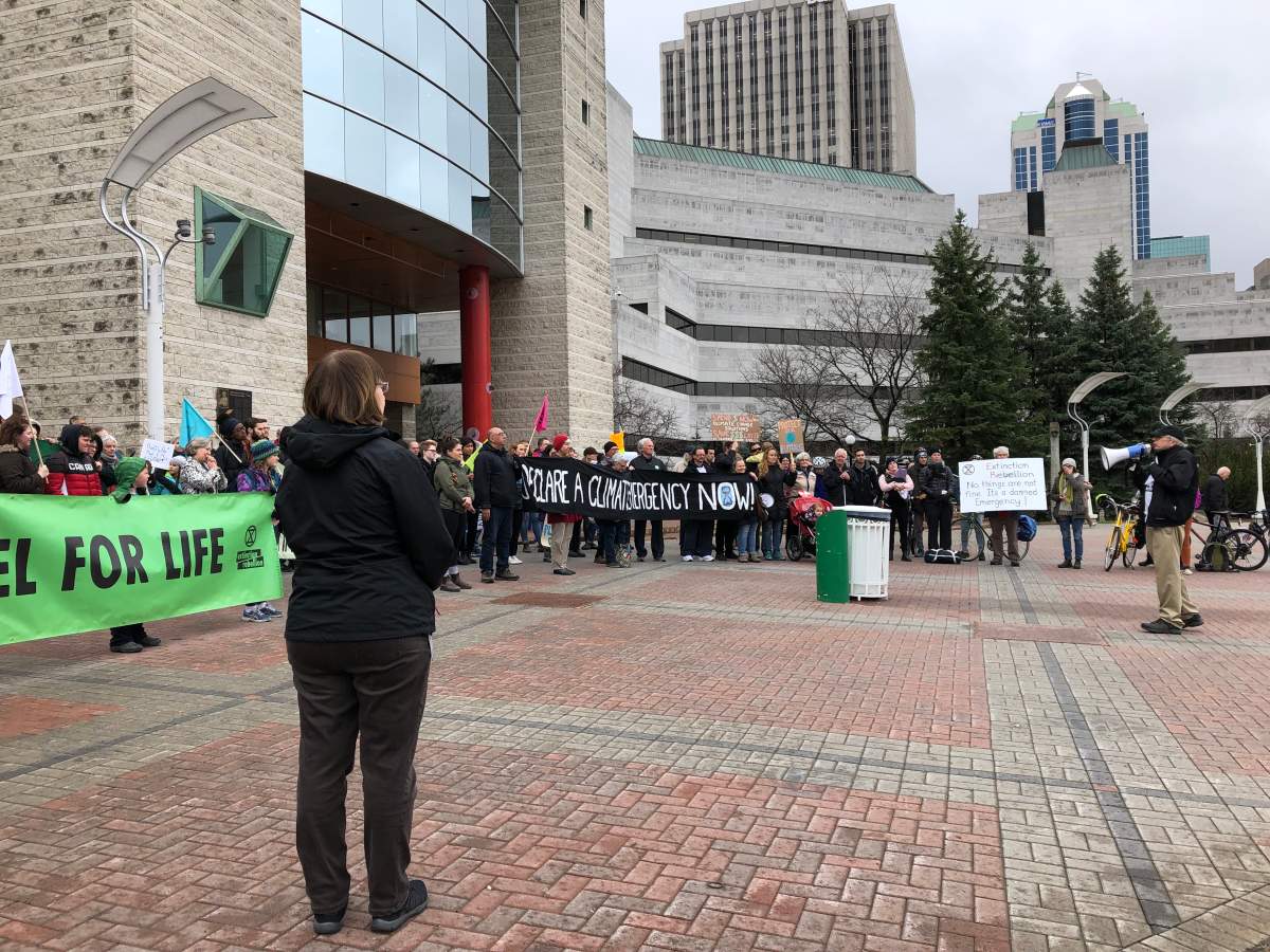 A rally in support of climate action was held outside Ottawa City Hall on April 24, 2019, ahead of city council’s vote on whether to declare a climate emergency.