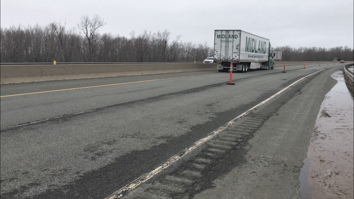 Damage assessment is being done on Trans-Canada highway following flood. 