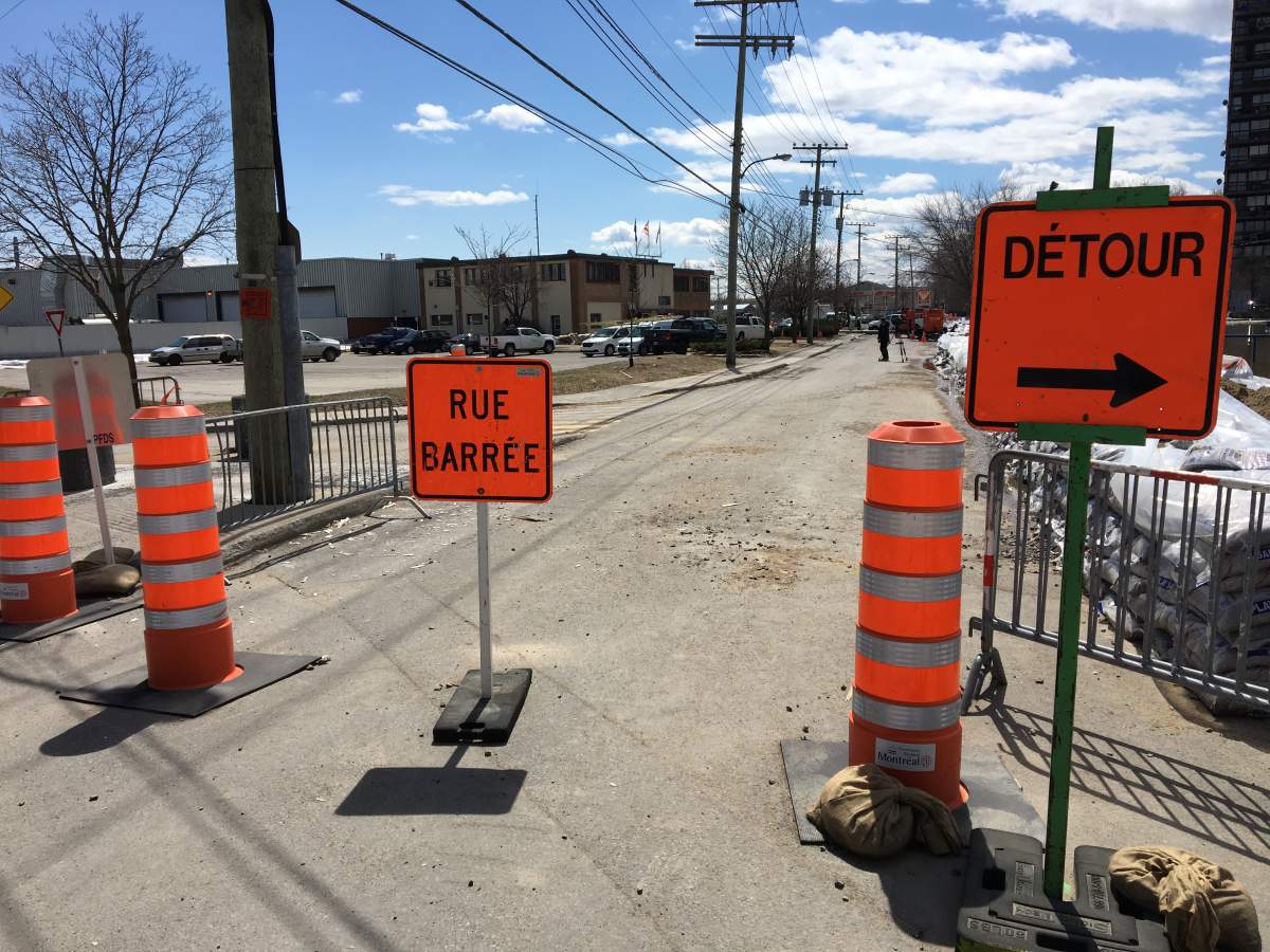 Parts of Gouin Boulevard near the intersection of Saint-Jean Boulevard remain closed to traffic.