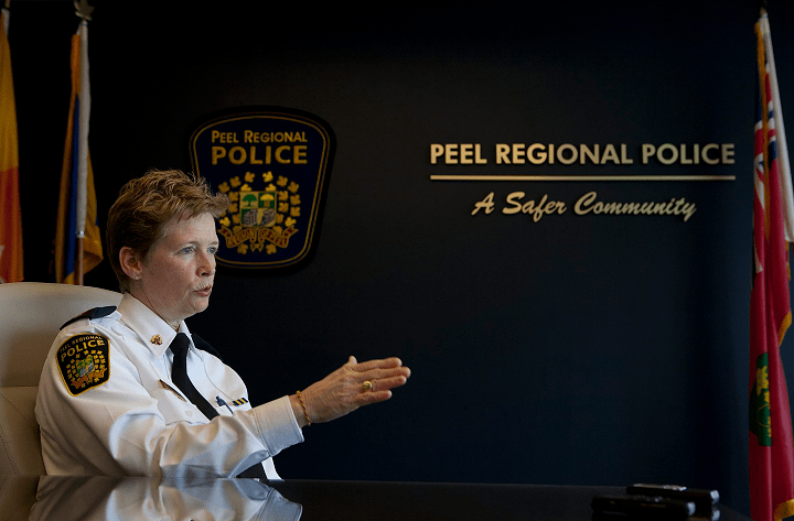 Former Peel Regional Police Chief Jennifer Evans seen here during an interview. She retired in January.