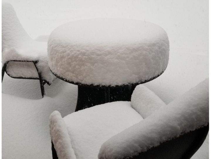 This photo sent in from Katherine Jones shows snow in Bragg Creek April 27, 2019.
