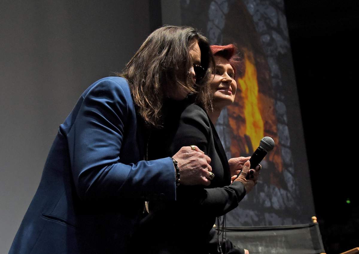 Ozzy Osbourne (L) and Sharon Osbourne at the Hollywood Palladium on May 12, 2016 in Hollywood, Calif.