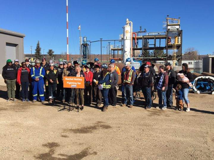 Alberta NDP Leader Rachel Notley makes a campaign announcement Monday, April 8, 2019.